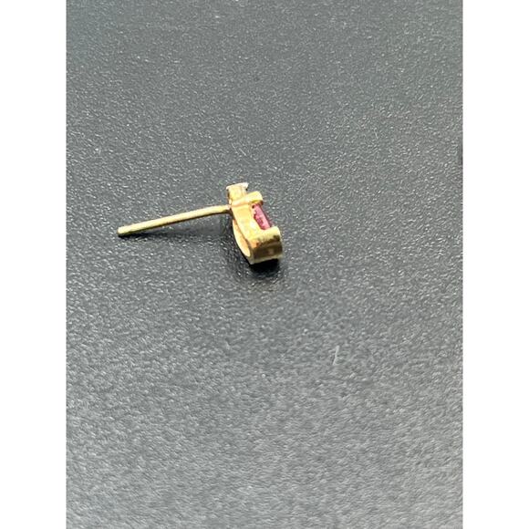 Designer Yellow Gold 14K July Ruby and Diamond Post Back Stud Elegant Earrings - Picture 6 of 11